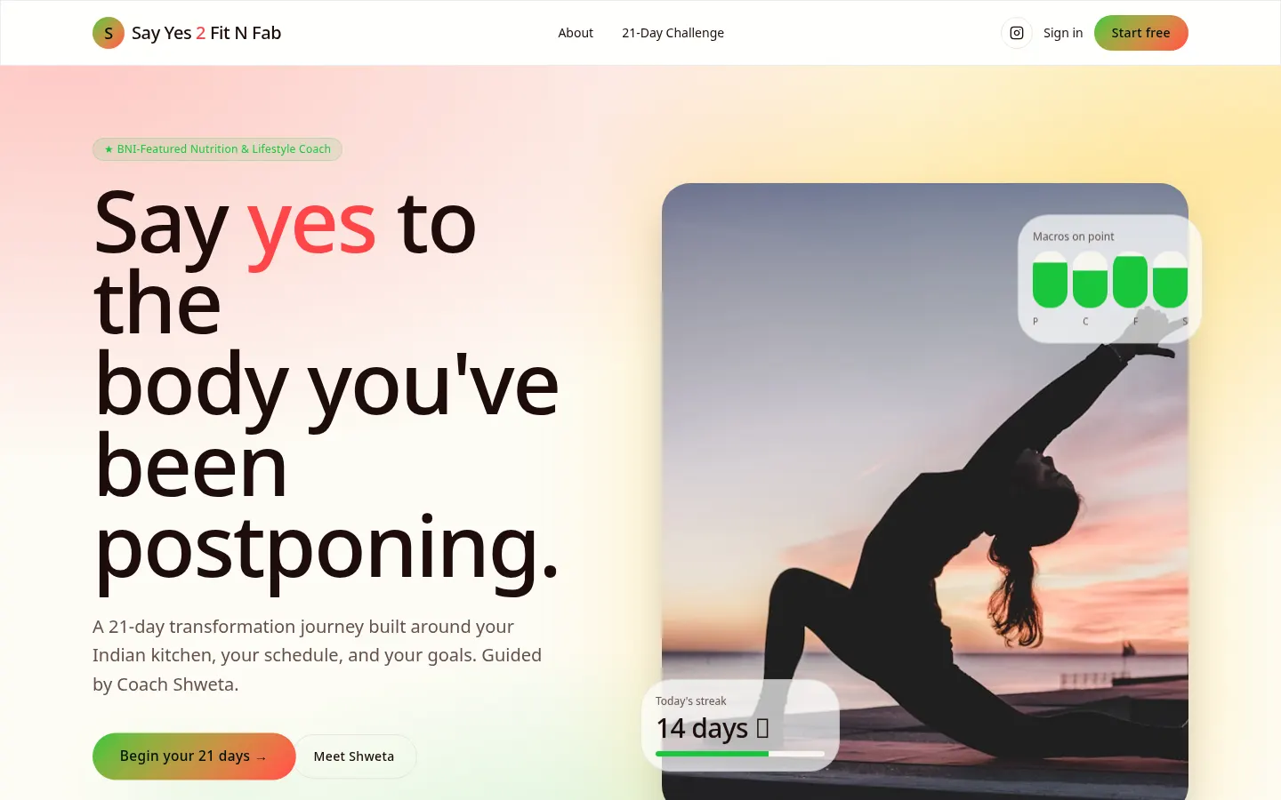 Homepage screenshot of the Say Yes 2 Fit N Fab website