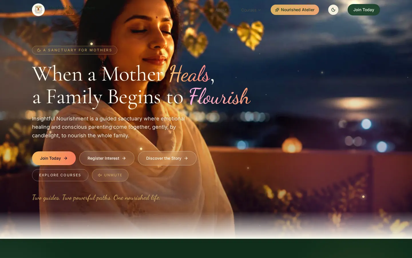 Homepage screenshot of the Insightful Nourish website
